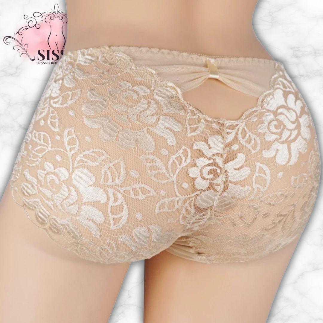 Culotte En Dentelle Florale Transparente Avec Poche Pour Sissy