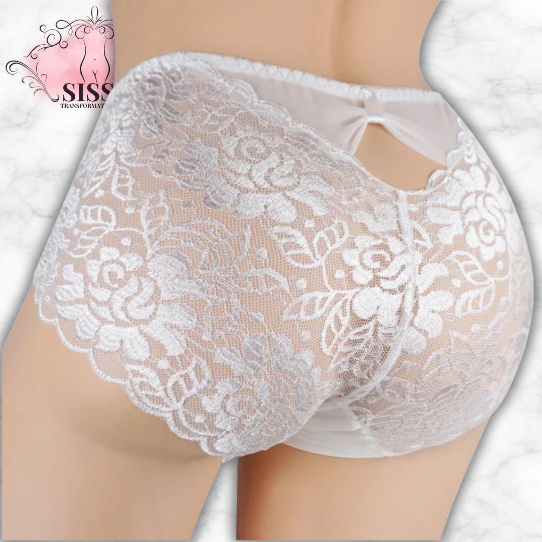 Culotte En Dentelle Florale Transparente Avec Poche Pour Sissy