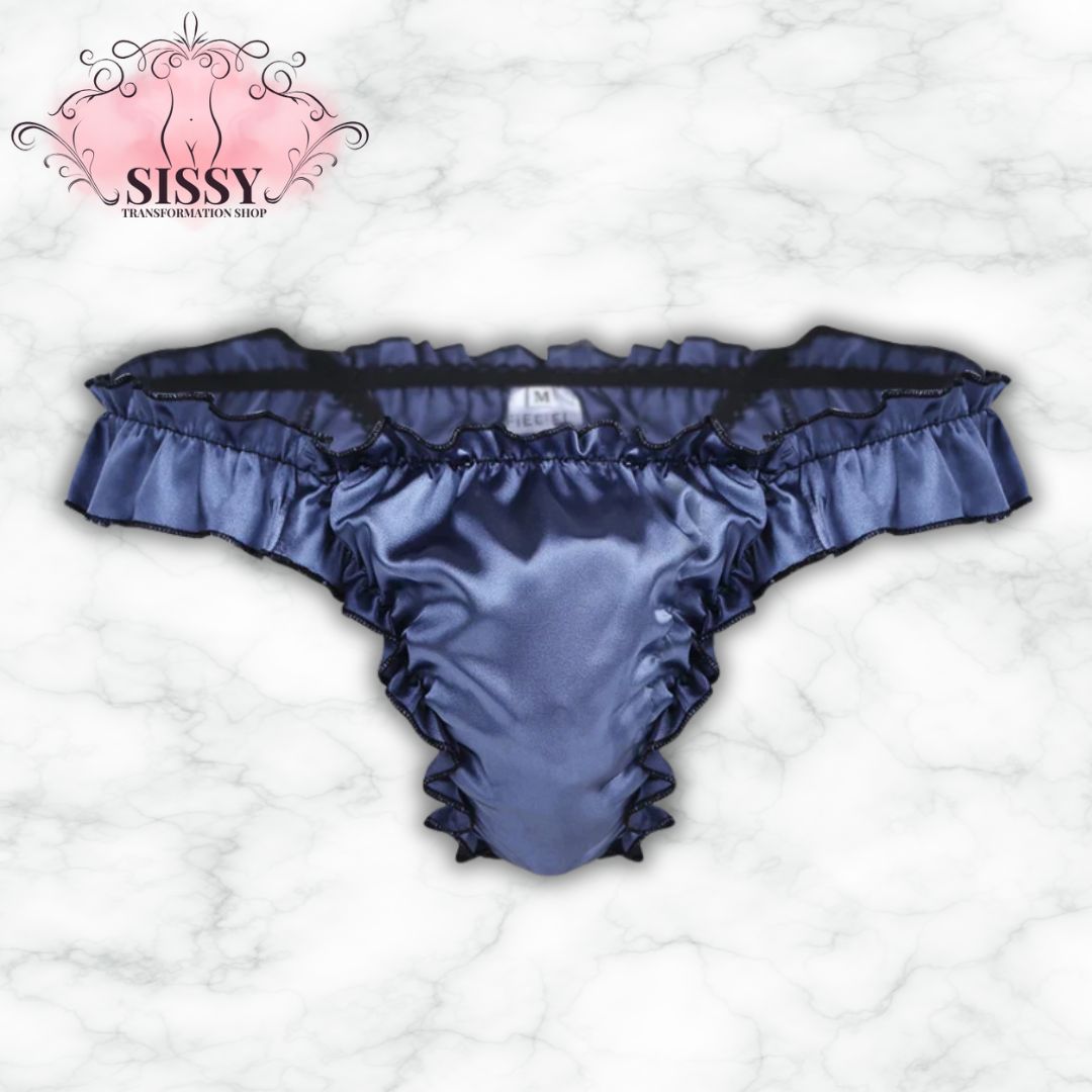 Male Mens Shiny Ruffled Frilly Panties Underpants Smooth Touch Bulge Pouch Bikini Briefs Hommes Jockstraps Underwear