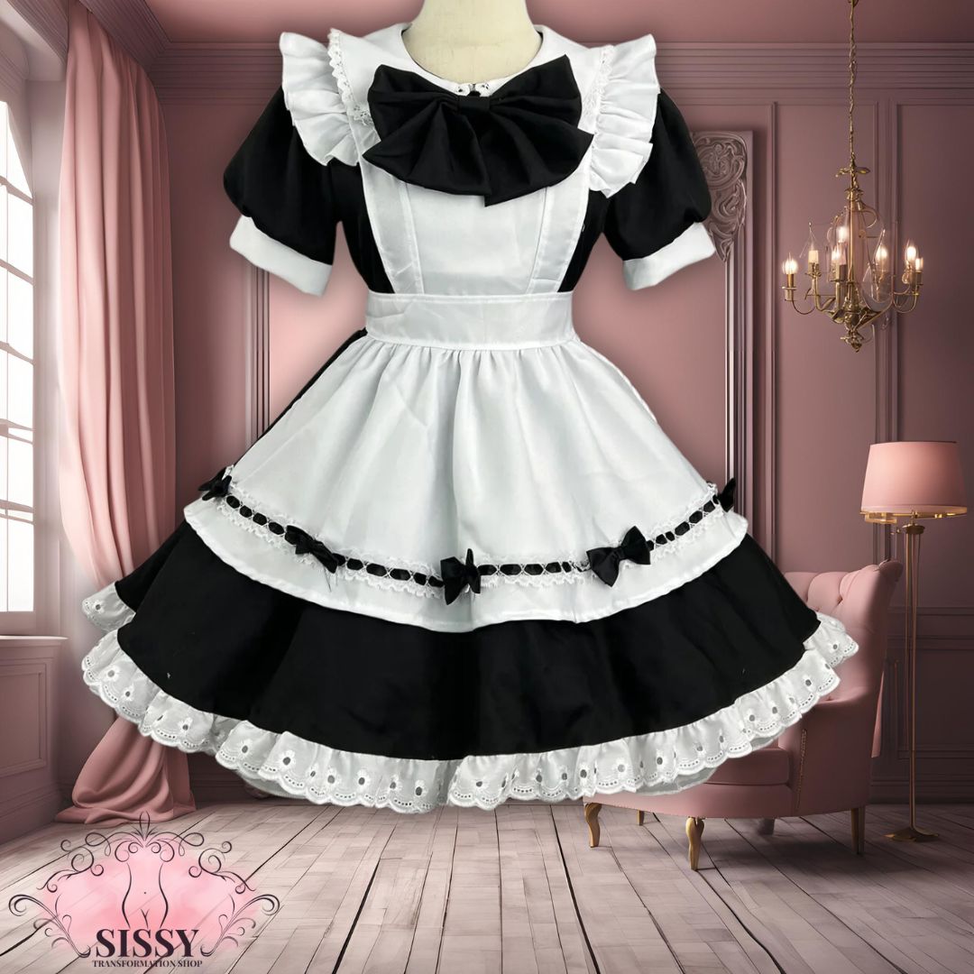 S -5XL Cosplayer Sexy Lolita Black White Dress Maid Outfit Servant Cosplay Costumes Women Apron Dress Halloween Party Lolita New