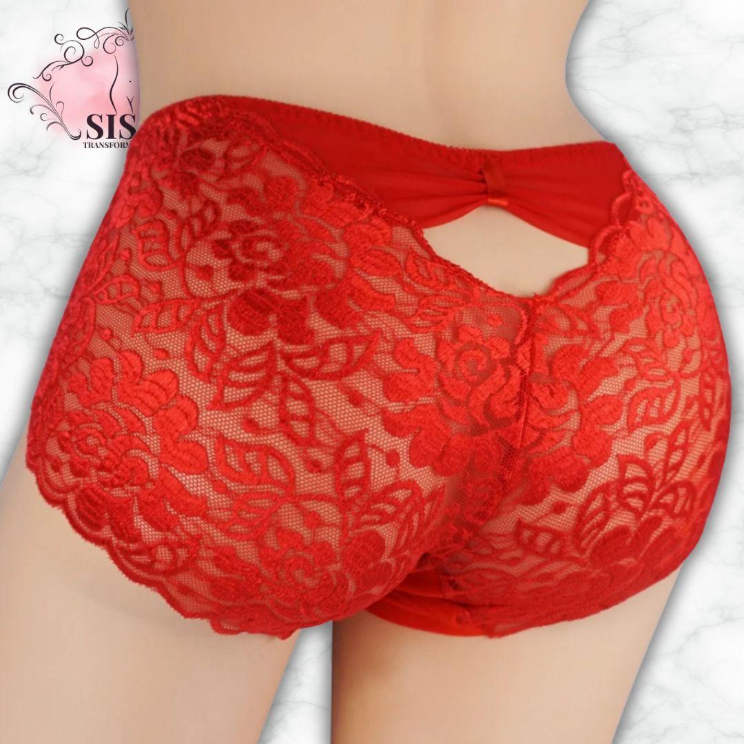 Culotte En Dentelle Florale Transparente Avec Poche Pour Sissy