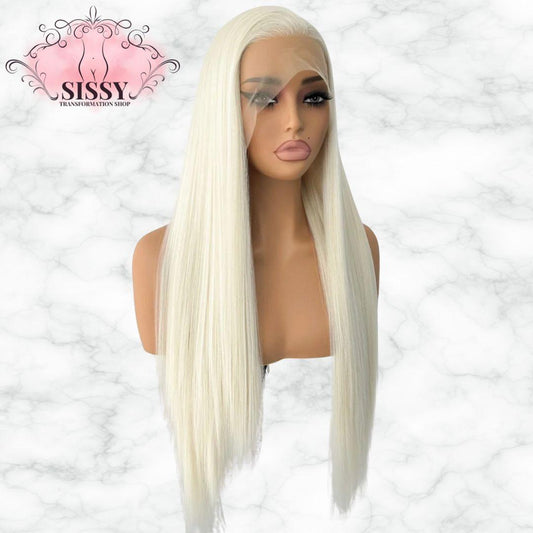 Perruque Sissy Blonde Platine – Dentelle Invisible & Effet Naturel