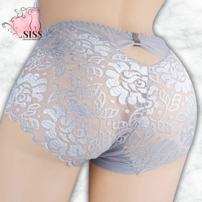 Culotte En Dentelle Florale Transparente Avec Poche Pour Sissy
