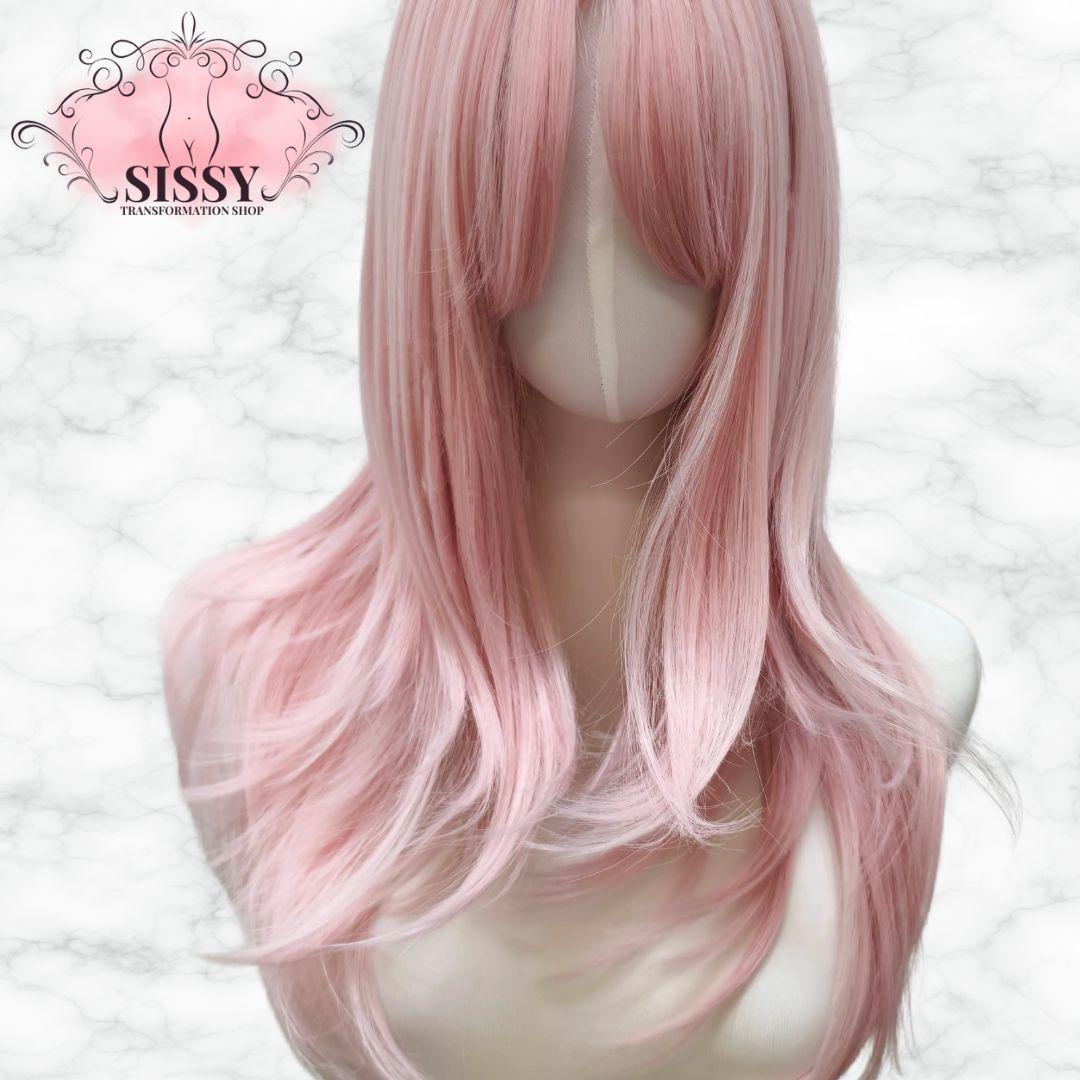 Ashely Pink Wig Lolita Headband Wig for Women Body Wavy Rose curtain Bangs High Qulity Simulation Hair Synthetic Wigs 가발
