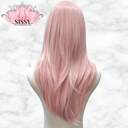 Ashely Pink Wig Lolita Headband Wig for Women Body Wavy Rose curtain Bangs High Qulity Simulation Hair Synthetic Wigs 가발