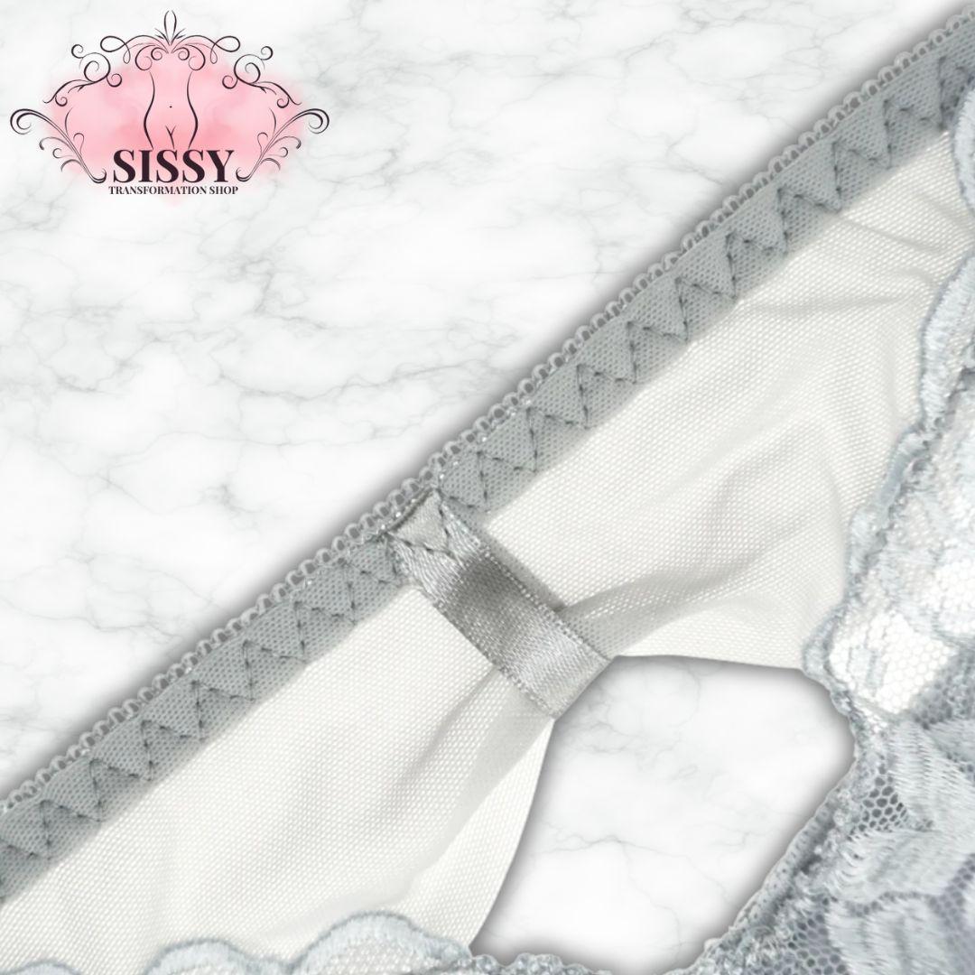 Culotte En Dentelle Florale Transparente Avec Poche Pour Sissy