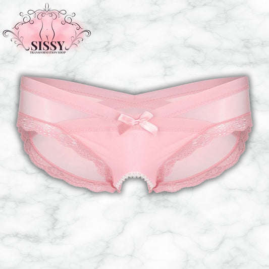 Sexy See Through Men's Lace Sissy Hollow Out Pouch Panties Sheer Panties Low Rise Bikini Briefs Cross-Dresser Sissy Underwear