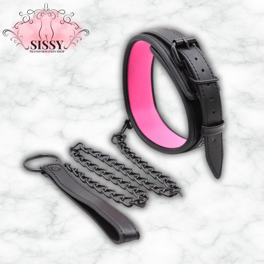 Collier BDSM en cuir PU avec chaîne | Univers Bondage & Restriction